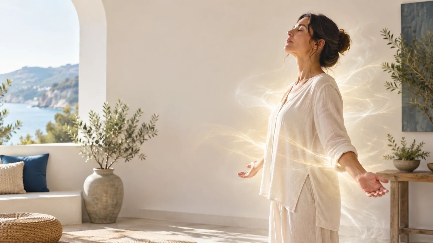 Interior luminoso y sereno que representa la limpieza espiritual y energética a distancia
